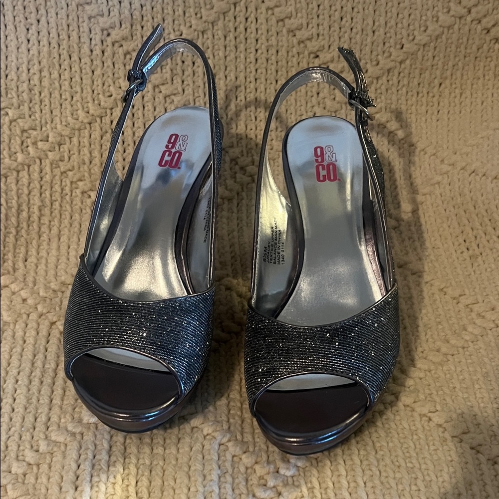 9 & Co. Black Peep Toe Heels